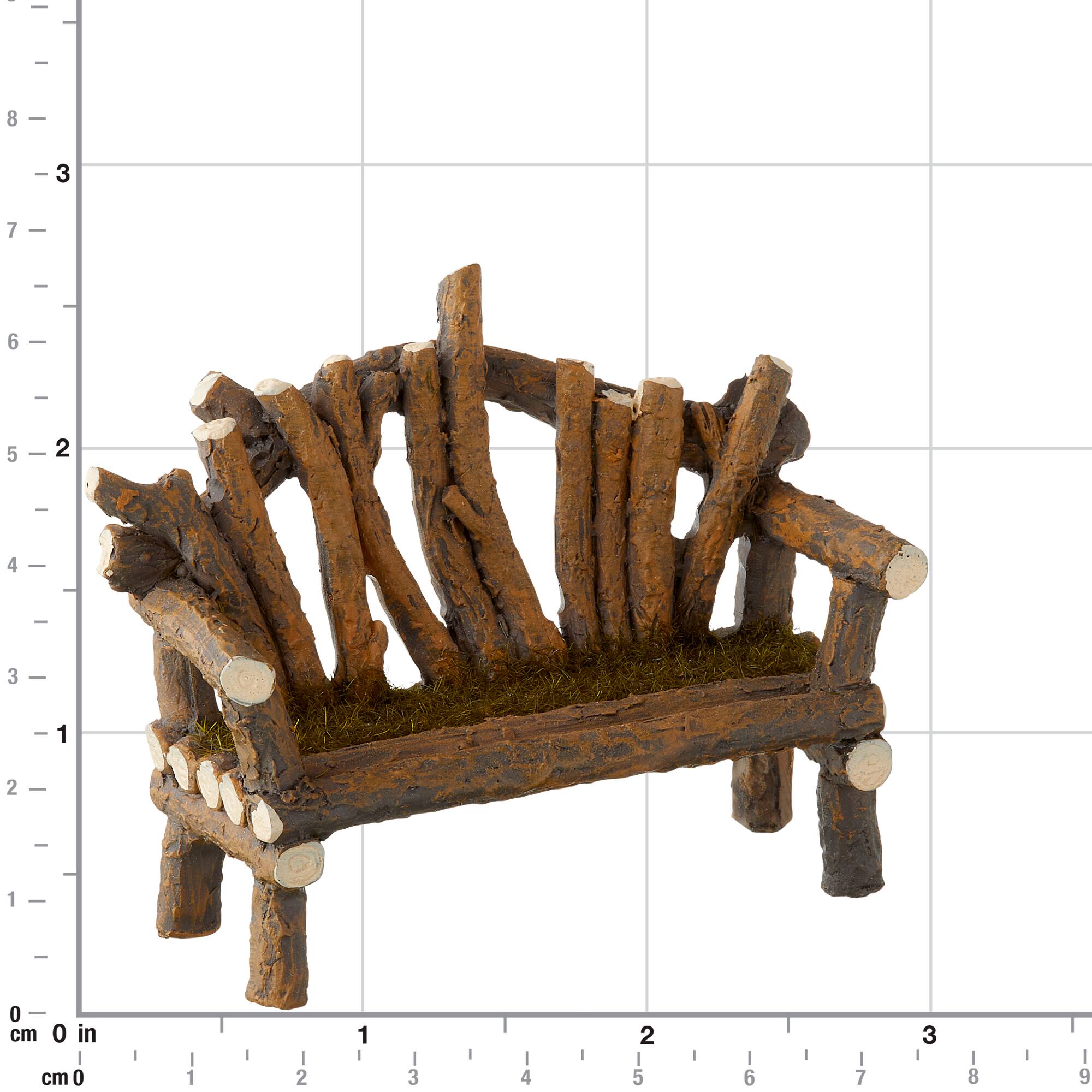 12 Pack: Mini Wooden Bench with Moss by Make Market®